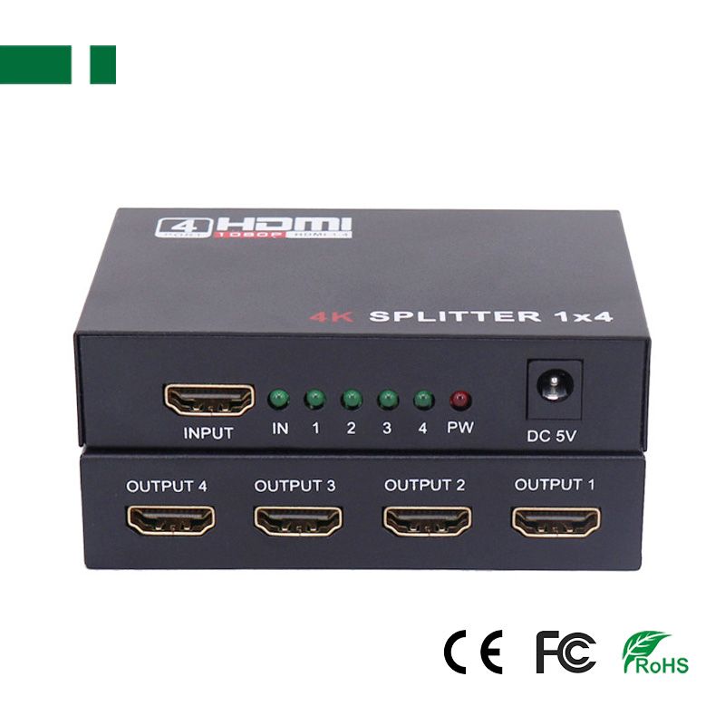 PS-1014-4K HDMI SPLITTER1/4 4K HD, 1εισόδου-4εξόδων 3D 1080P 60Hz με τροφοδοτικό