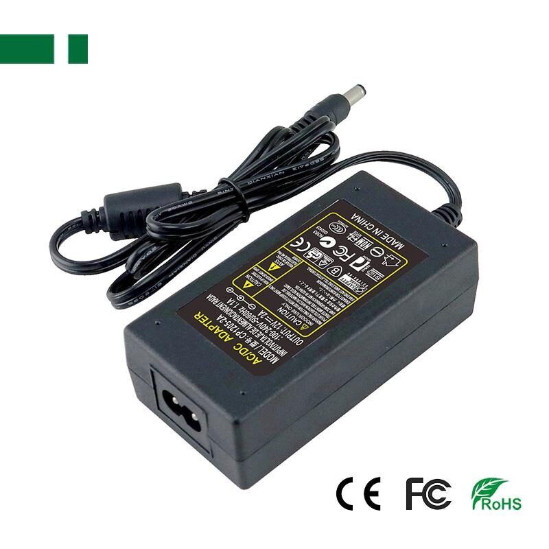 CP1205-2A 12V/2A/24W Σταθεροποιημένο τροφοδοτικό, εμπεριέχεται διακλαδωτής καλωδίου 1/4 με βύσμα (5,5mm/2,5mm) + καλώδιο τροφοδοσίας AC