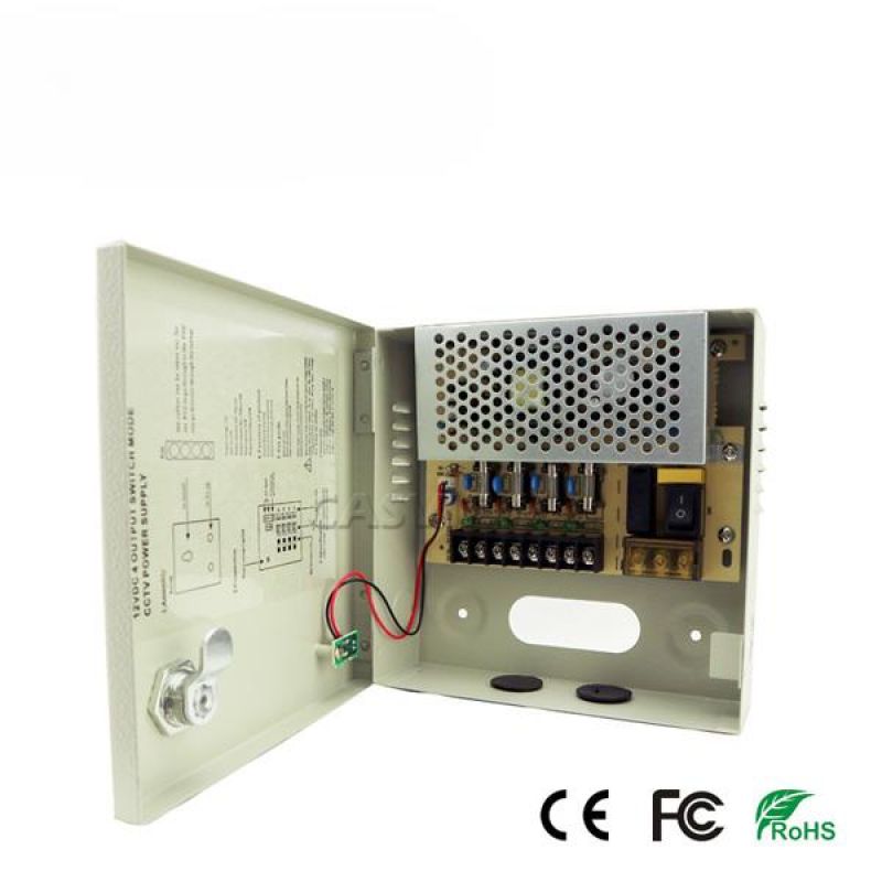 CP1209-3A-4  12V/3A/36W  Σταθεροποιημένο τροφοδοτικό, 4 εξόδων, ΜΕΤΑΛΛΙΚΟ ΚΟΥΤΙ