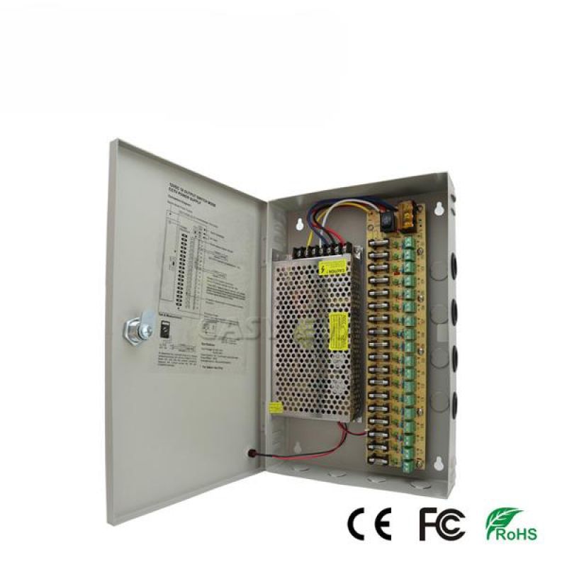 CP1209-15A-18 12V/15A/180W Σταθεροποιημένο τροφοδοτικό, 18 εξόδων - ΜΕΤΑΛΛΙΚΟ ΚΟΥΤΙ – ΡΥΘΜΙΖΟΜΕΝΗ ΕΞΟΔΟΣ