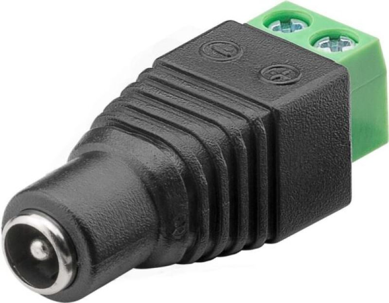 Goobay Βύσμα τροφοδοσίας DC θηλυκό (2,1mm / 5,5mm) ιδανικό για χρήση με Κάμερες και Video Balun σε ακροδέκτες βίδες